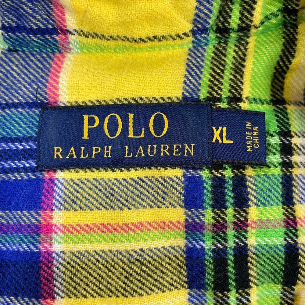 Polo Ralph Lauren Yellow Plaid Flannel Half Zip Quilted Shirt Jacket Size XL - Picture 7 of 8